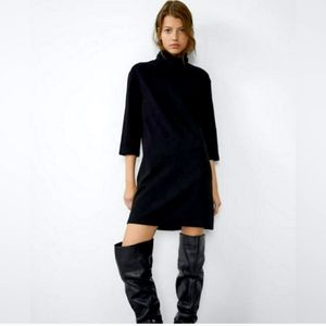 ZARA | 3/4 Sleeve Turtleneck Mini Shift Dress